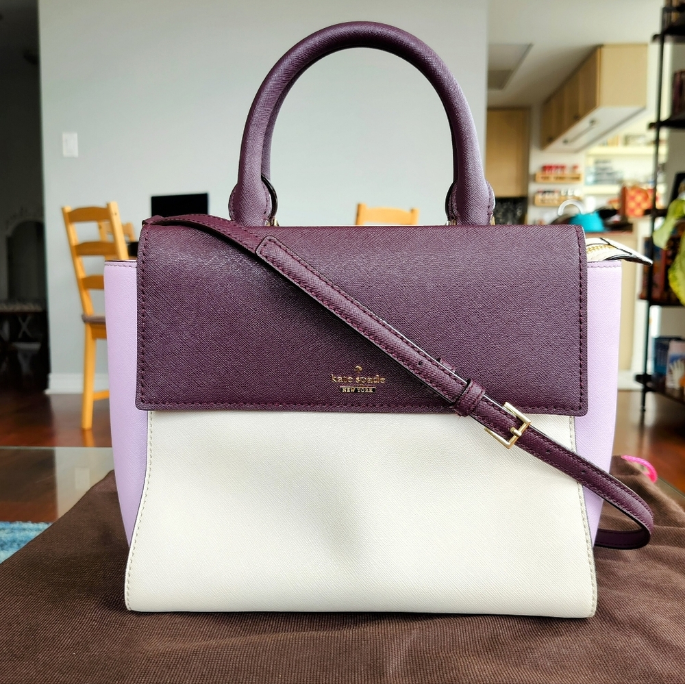 kate spade Colorblock Satchel in Plum, Lavender & Cream